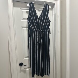 NWT Black & White Striped Sleeveless Jumpsuit